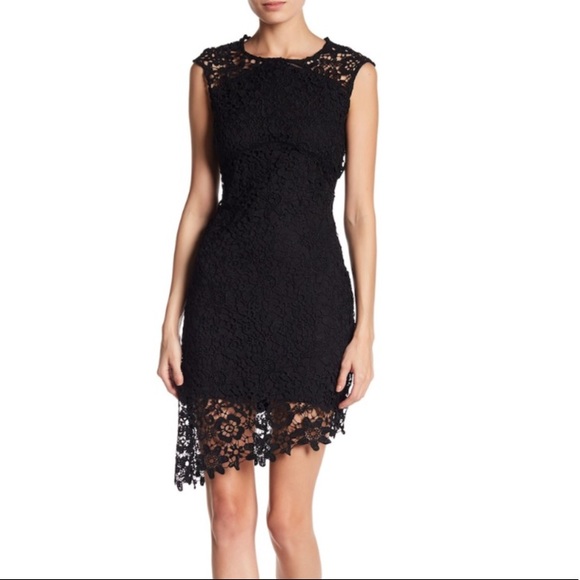 black lace asymmetrical dress